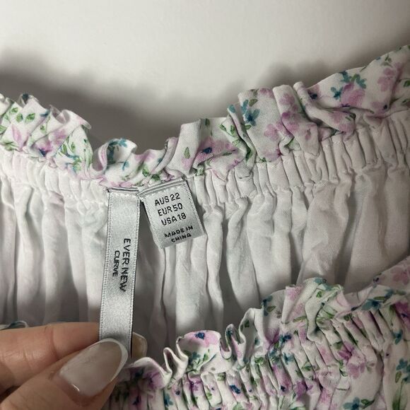 Ever New Curve Maxi Floral White Dress Puff Sleeve Cottagecore Grandma Prairie - Picture 3 of 7